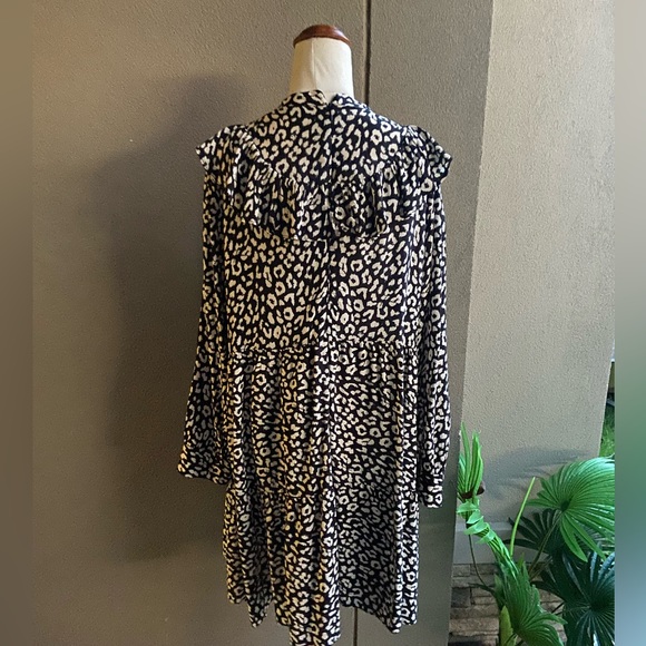 Zara Animal Print Long sleeve Smock dress size Large - Picture 2 of 14